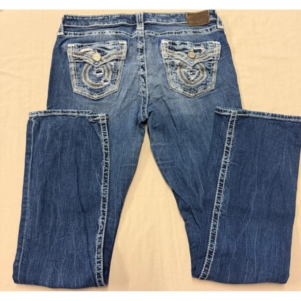 Big Star 32 XL Maddie Boot Jeans Women Blue Denim Distressed Medium Wash Bootcut